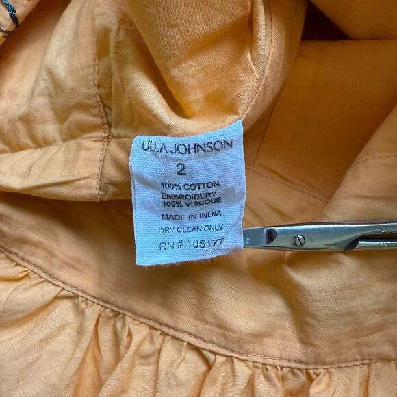 NWT Ulla Johnson Pilar Top in Papaya Size 2 Embroidered Peplum Top - Picture 8 of 12